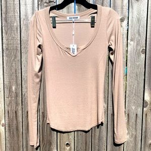 JOAH BROWN Henley Long Sleeve Taupe S/M
